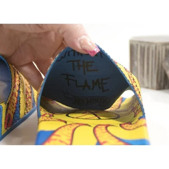 Adidas x Hot Wheels Blue Yellow Logo Monogram Pool Slides Shoes Mens 11 NIB - Picture 6 of 12